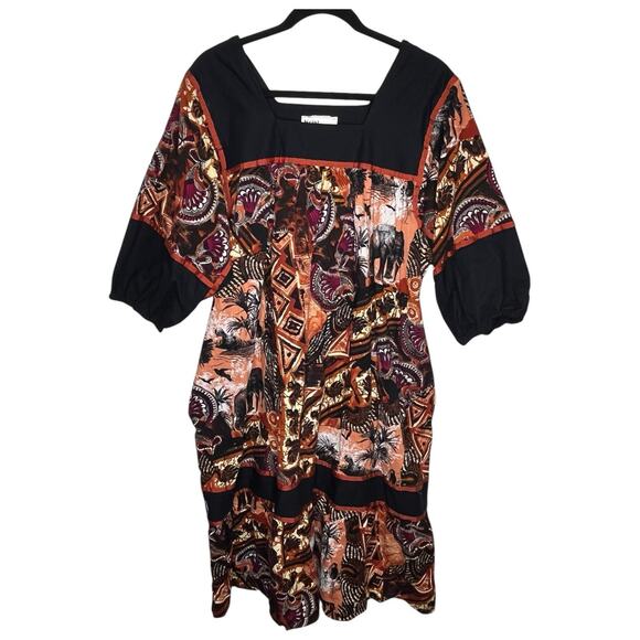 Krist Gudnason Dresses & Skirts - Vtg Krist Gudnason Dress Women's XL African Safari Muumuu House Dress Kaftan